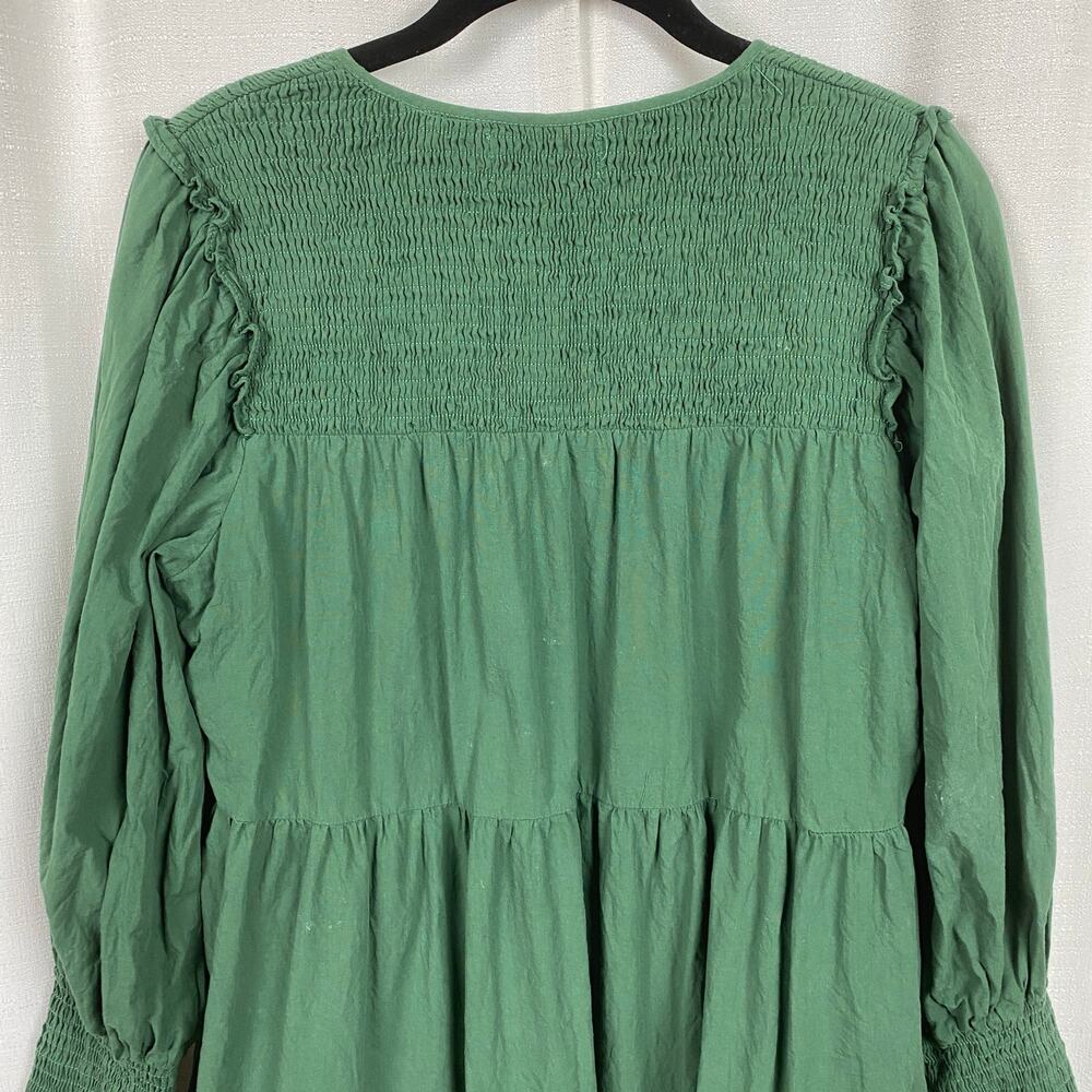 Pomander Place Tuckernuck Green Cotton Tiered Ceci Smocked Mini Dress Sz.S - Picture 11 of 15